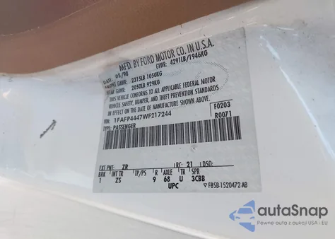 1998 Ford Mustang z USA, uszkodzony, nr VIN 1FAFP4447WF217244